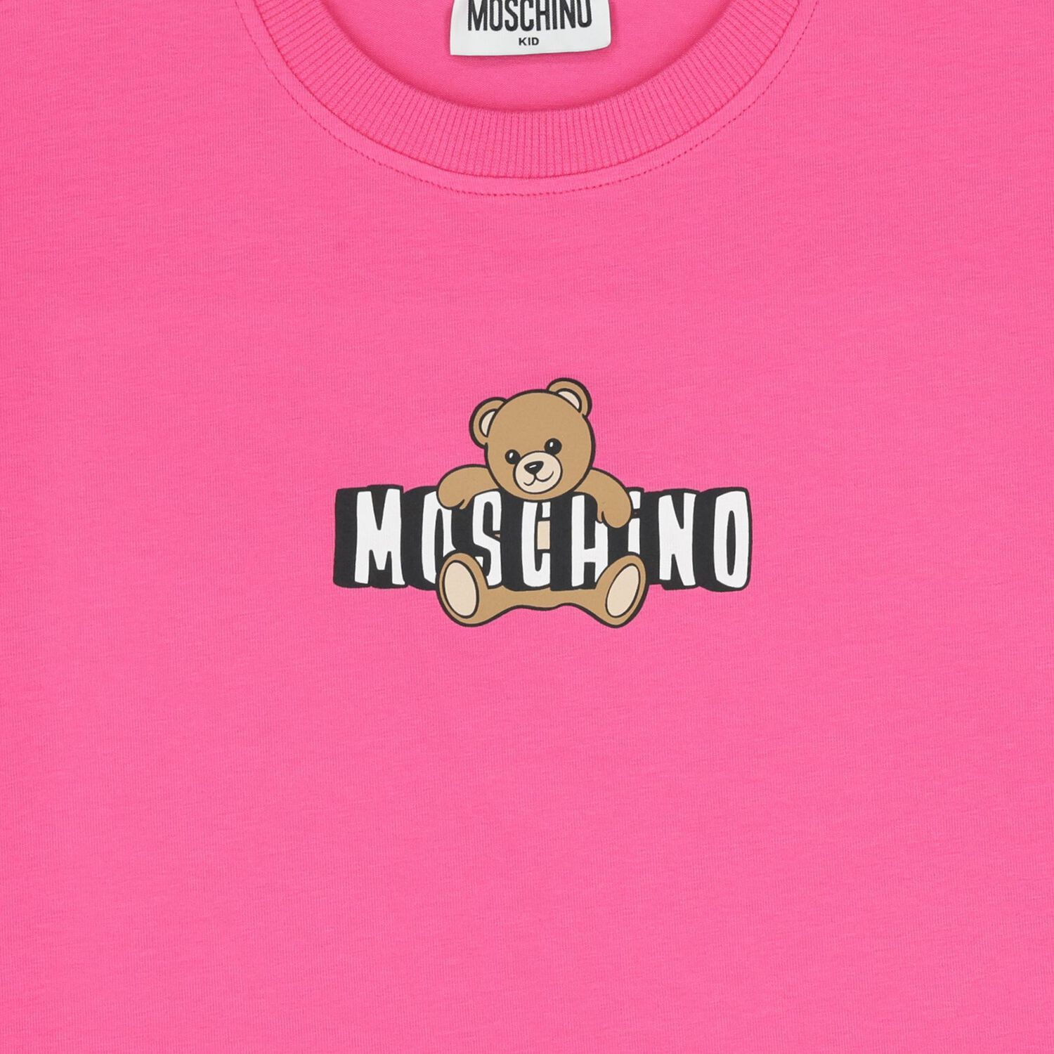 Girls Pink Teddy Bear Logo T-Shirt, 3, hi-res