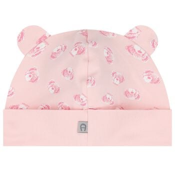 Baby Girls Pink Teddy Bear Logo Hat