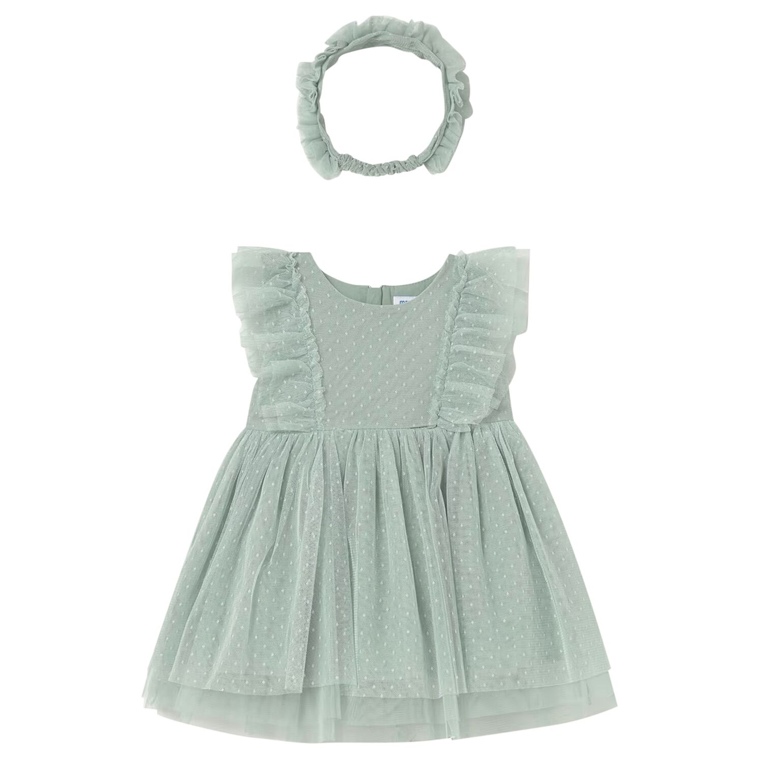Younger Girls Green Tulle Dress Set, 1, hi-res