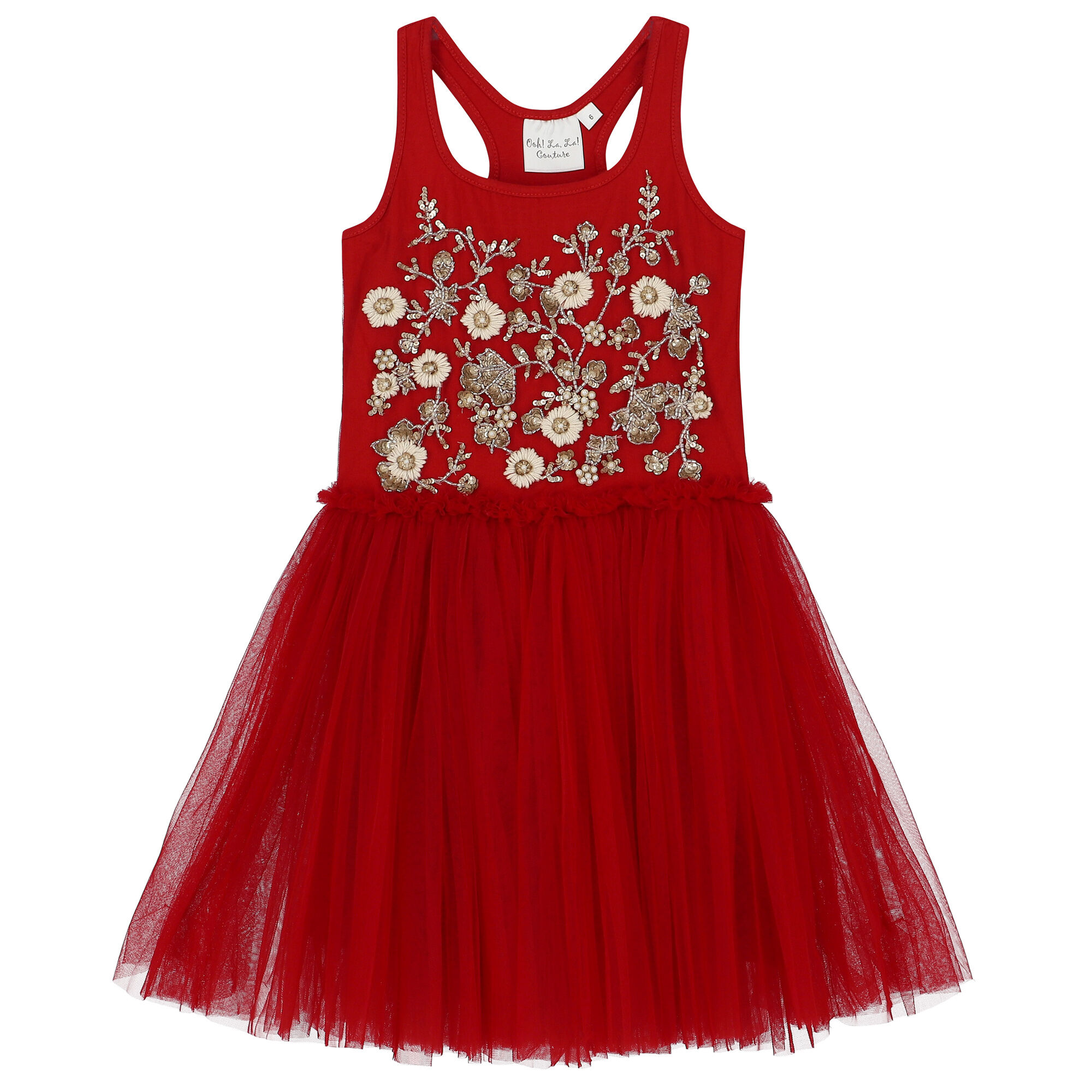 Ooh La. La Couture Girls Red Embellished Tulle Dress Junior Couture