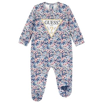 Baby Girls Pink & Blue Floral Babygrow, 1 Baby Girls Pink & Blue Floral Babygrow