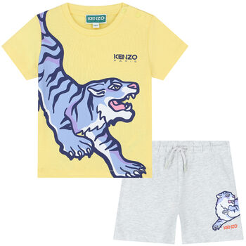 Younger Boys Yellow & Grey Logo Short Set