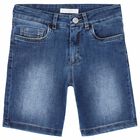 Boys Blue Denim Shorts, 1, hi-res