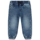 Younger Boys Blue Denim Joggers, 1, hi-res