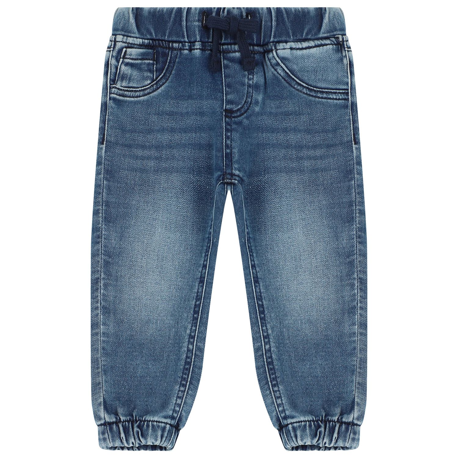 Younger Boys Blue Denim Joggers, 1, hi-res