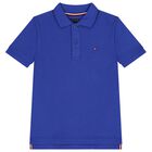 Boys Blue Logo Polo Shirt, 2, hi-res