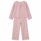 Girls Pink Knitted Trousers Set, 2, hi-res