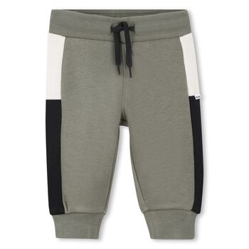 Younger Boys Grey, Navy Blue & White Joggers
