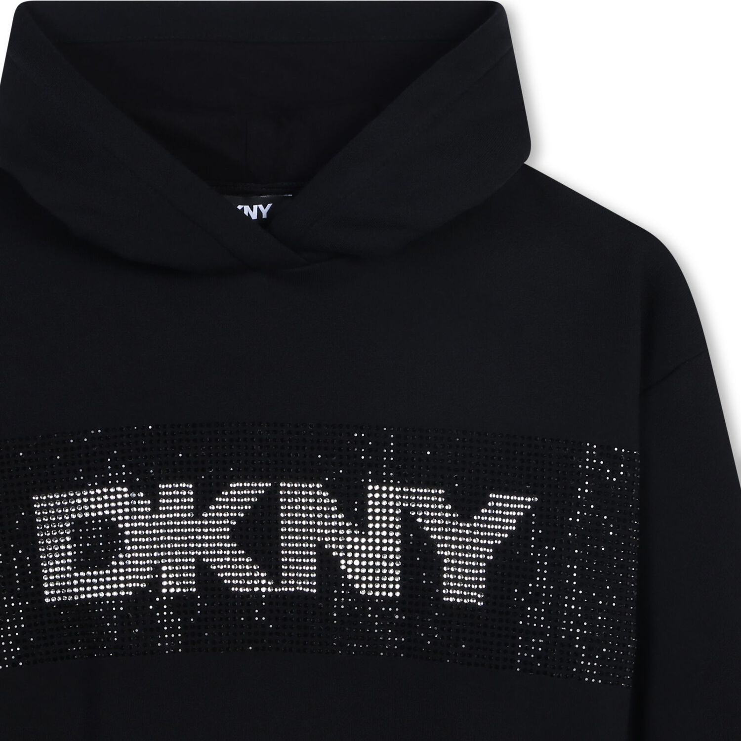 Girls Black Rhinestone Logo Hooded Top, 1, hi-res image number null