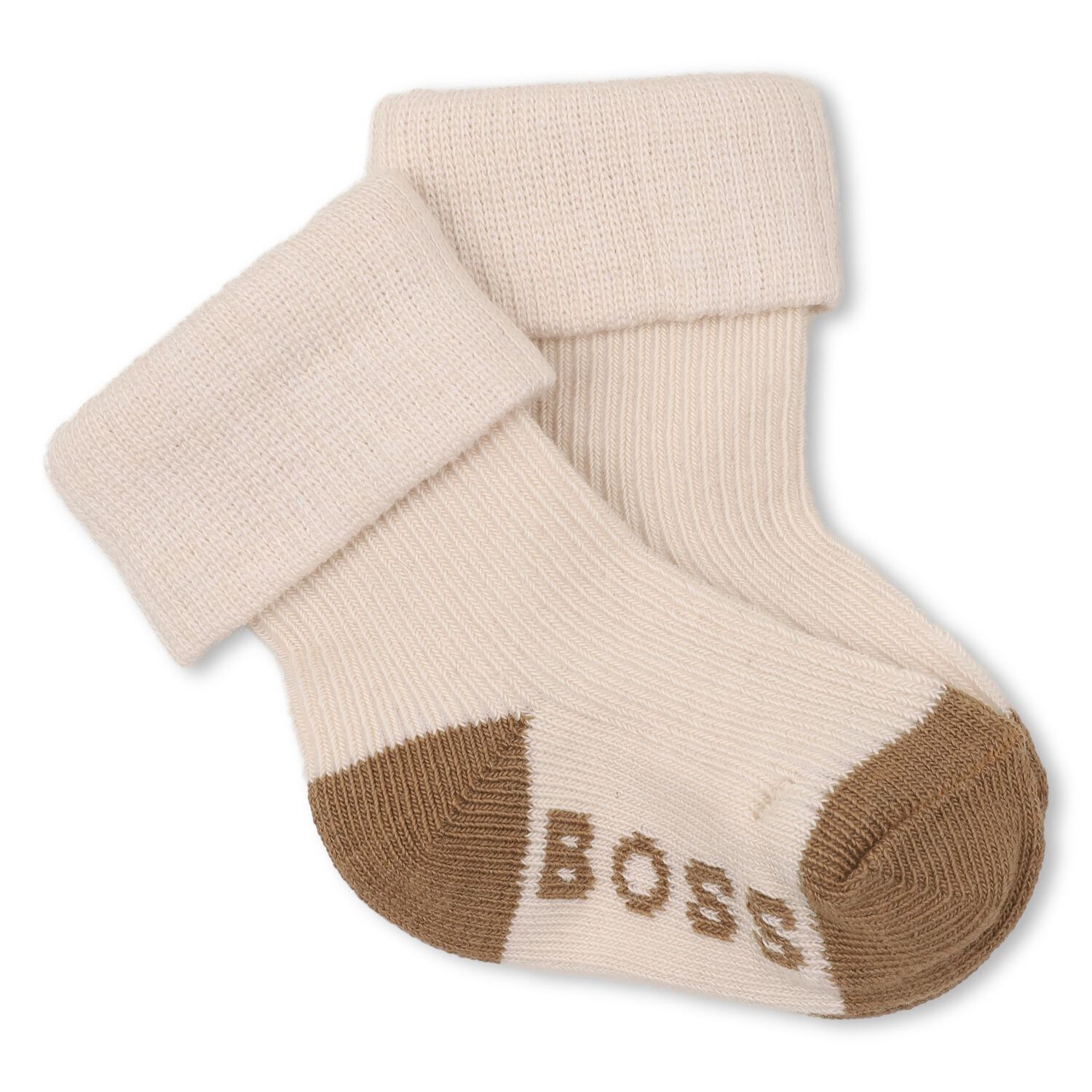 Baby Boys Beige & Black Logo Socks ( 3-Pack ) , 1, hi-res