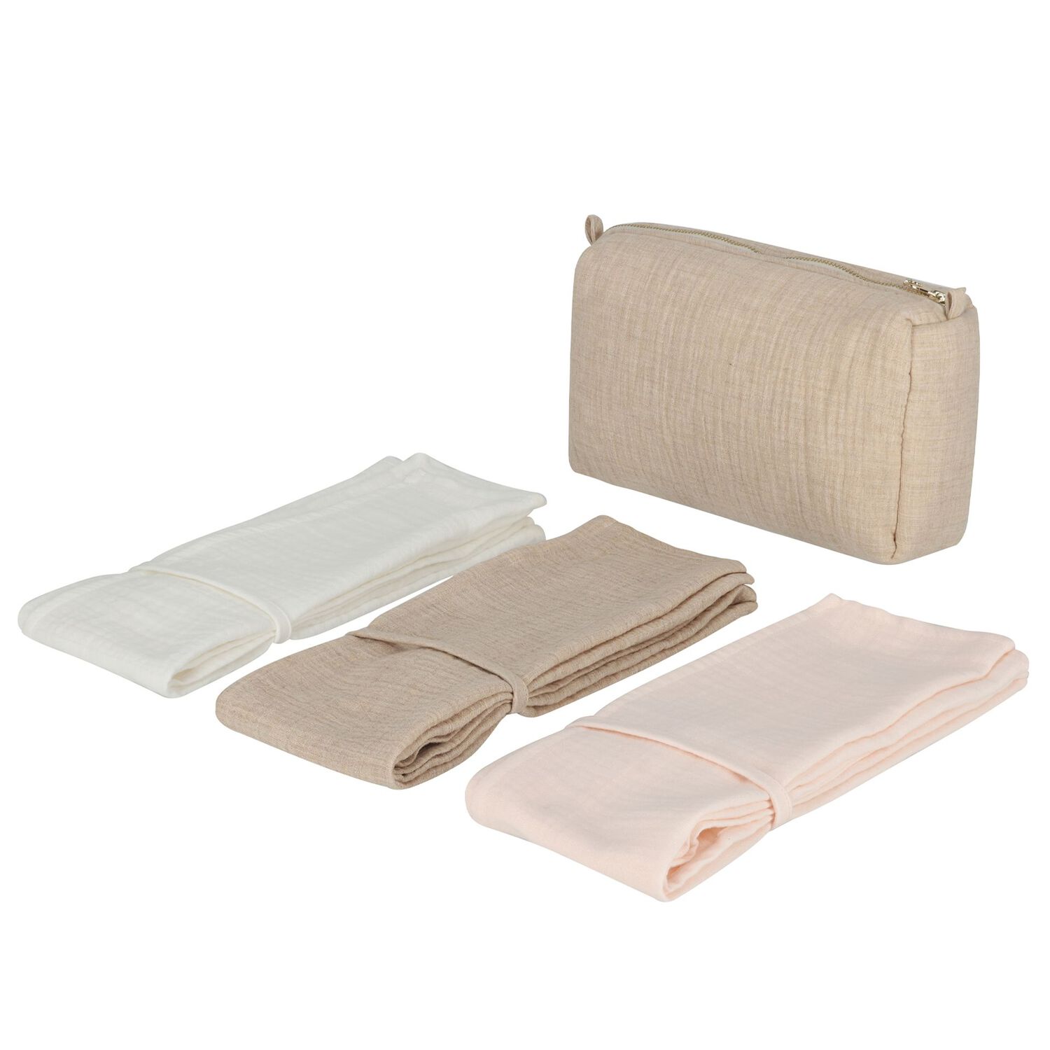Baby Girls White, Pink & Beige Muslin Swaddles Gift Set, 1, hi-res