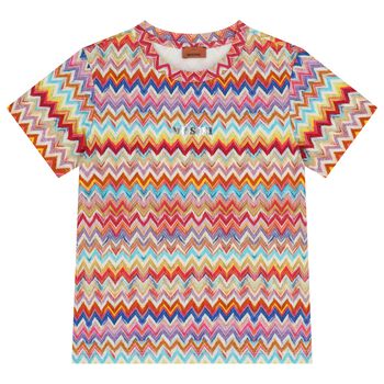 Girls Multi-Coloured Logo Zig Zag T-Shirt