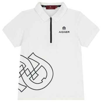Boys White Logo Polo Shirt 
