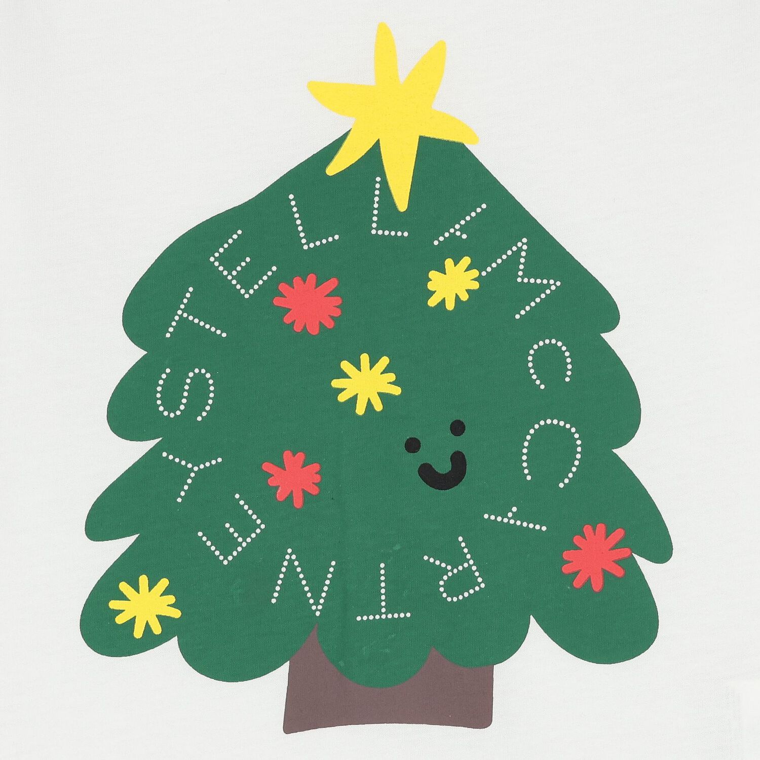 توب بأكمام طويلة بطبعة شجرة عيد الميلاد باللون الأبيض, 1, hi-res