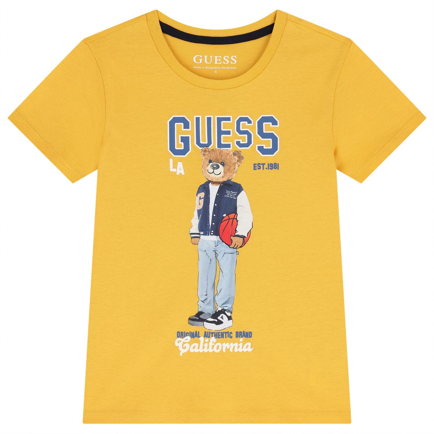 Boys Yellow Teddy Bear Logo T-Shirt, 2, hi-res