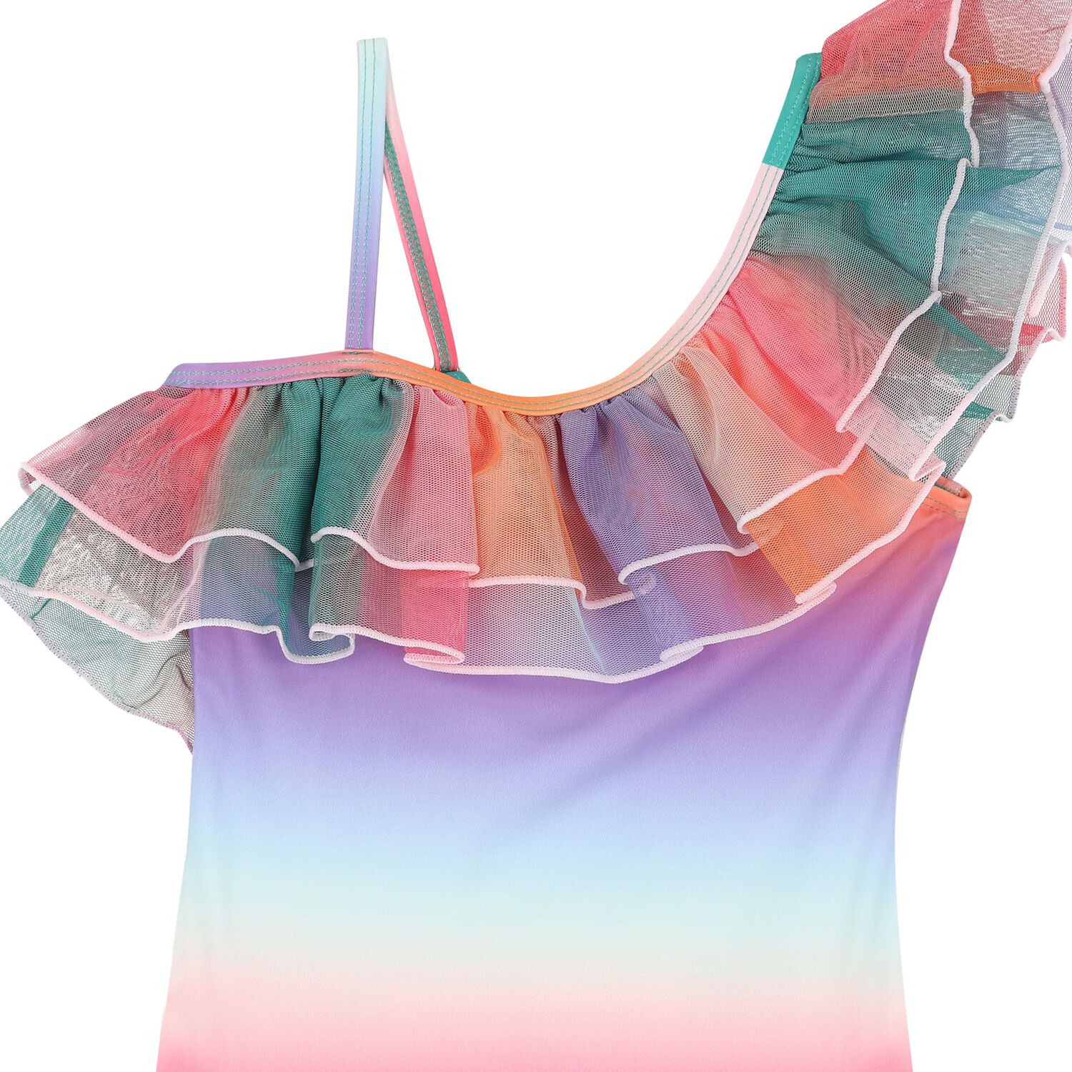 مايوة سباحة للبنات مكشكش بألوان الطيف (UPF50+) , 1, hi-res image number null