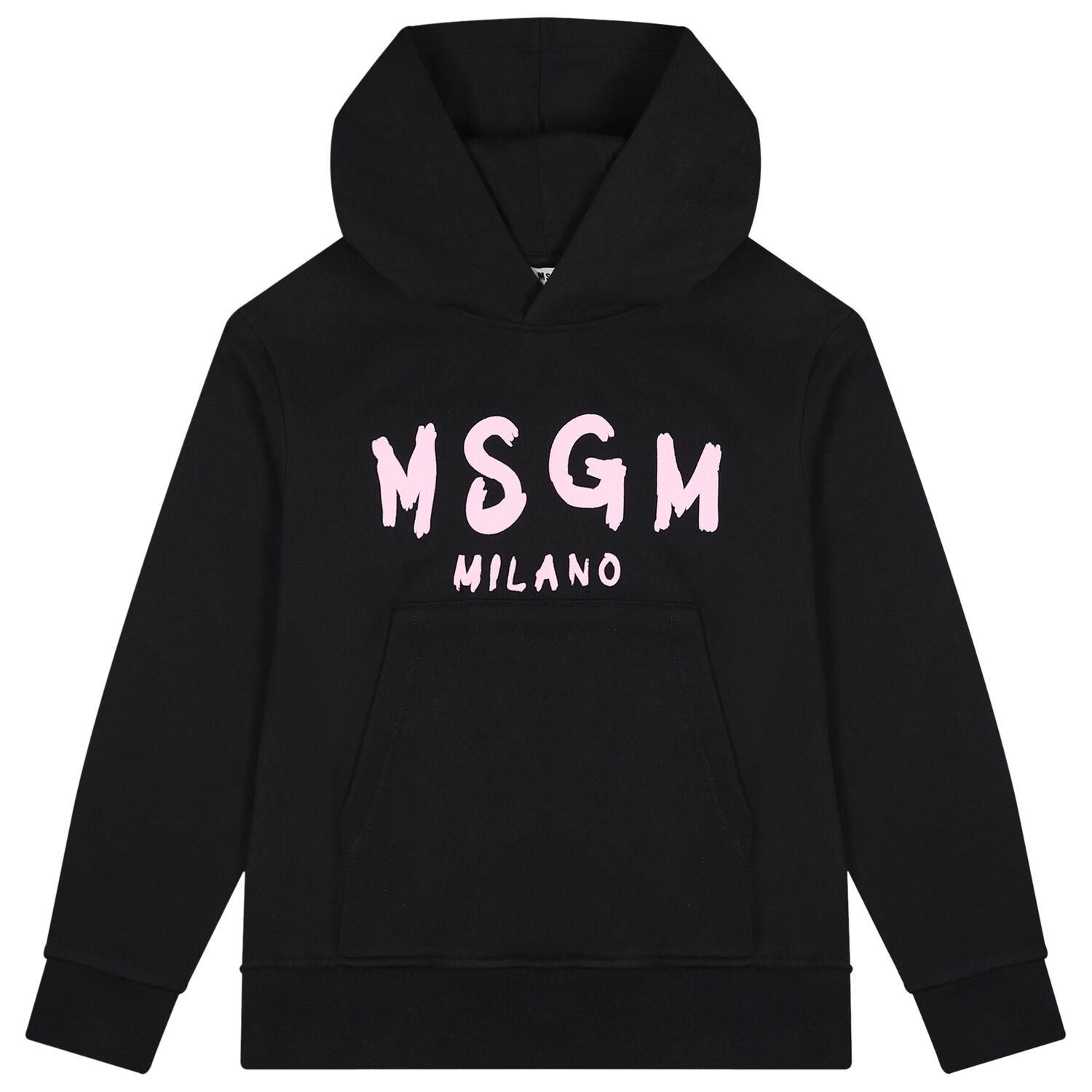 Girls Black & Pink Logo Hooded Top, 7, hi-res