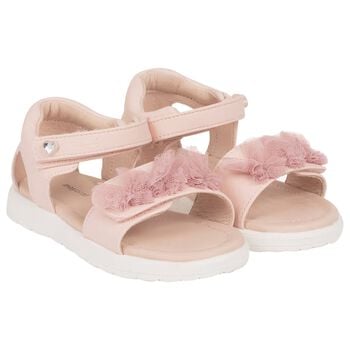 صندل للبنات الصغيرات بالشعار  باللون الوردي