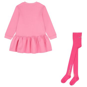 Girls Pink Embroidered Dress Set
