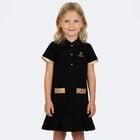 Girls Black Logo Polo Dress, 1, hi-res