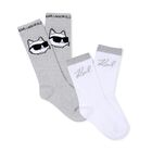 Girls Grey & White Choupette & Logo Socks ( 2 Pack ), 1, hi-res