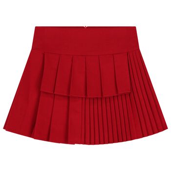 Girls Red Pleated Skirt