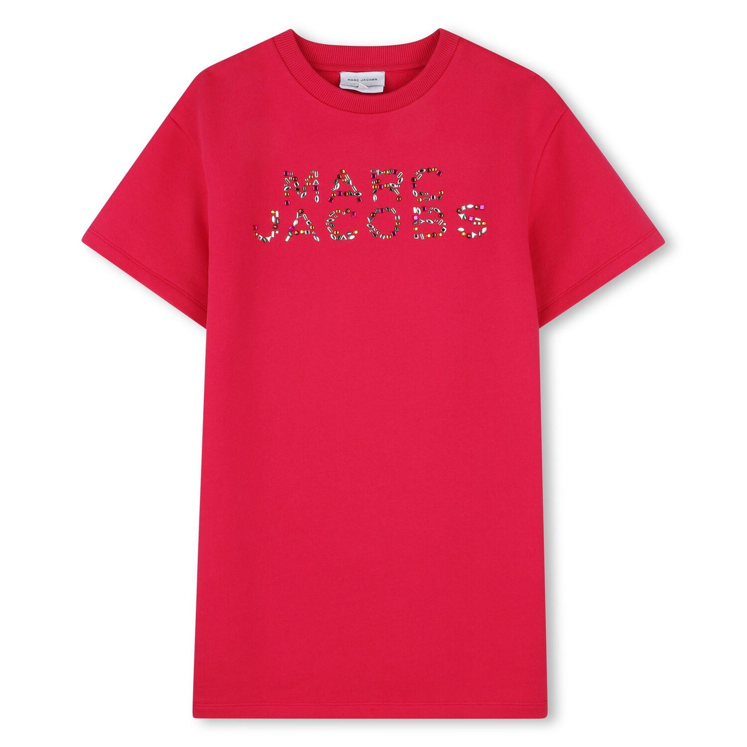 Girls Pink Embellished Logo Dress, 1, hi-res