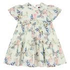 Younger Girls Ivory Butterflies Logo Dress, 1, hi-res