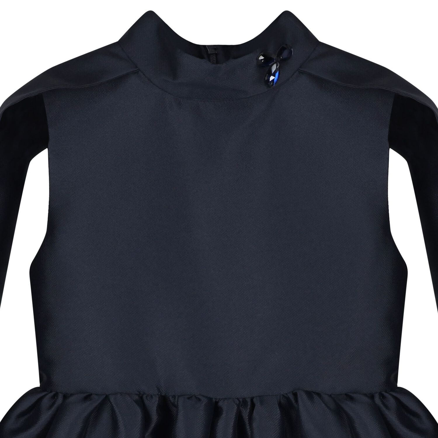 Girls Navy Blue Crystal Cape Sleeve Dress, 1, hi-res
