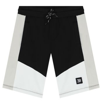 Boys Black & White Logo Shorts