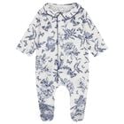 Ivory & Navy Blue Toile De Jouy Babygrow Gift Set, 1, hi-res