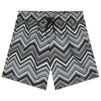 Boys Grey Zig Zag Swim Shorts