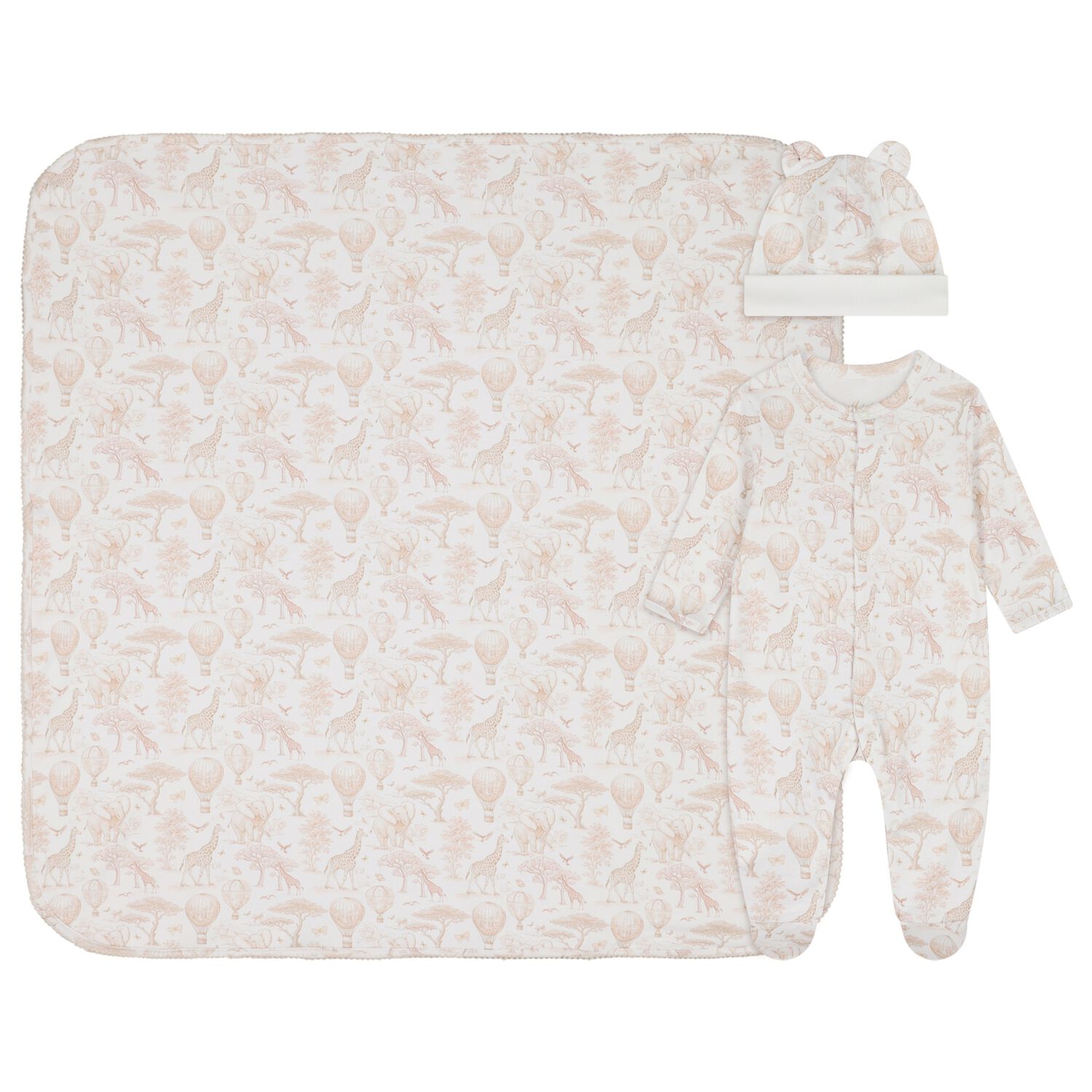 White & Beige Africa Babygrow Gift Set, 1, hi-res