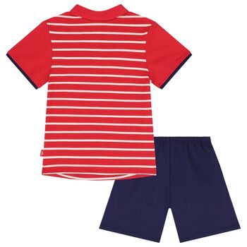 Boys Red & Navy Blue Shorts Set