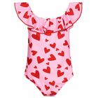 Nessi Byrd Girls Pink & Red Heart Swimsuit