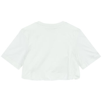 Girls White Embellished Logo Crop Top