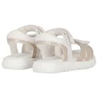 Girls White & Gold Logo Sandals, 2, hi-res