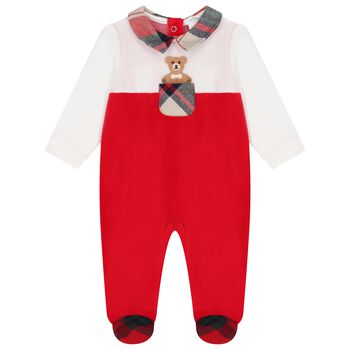 White & Red Teddy Bear Babygrow