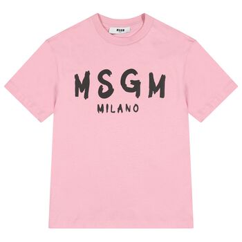 Girls Pink & Black Logo T-Shirt