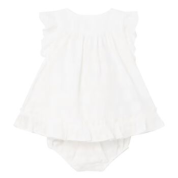Baby Girls White Polka Dot Dress Set