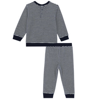 Baby Boys Navy & White Striped Logo Tracksuit