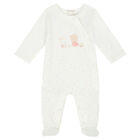 طقم هدايا أفرول وقبعة ومريلة باللون العاجي والوردي للبنات, 1, hi-res