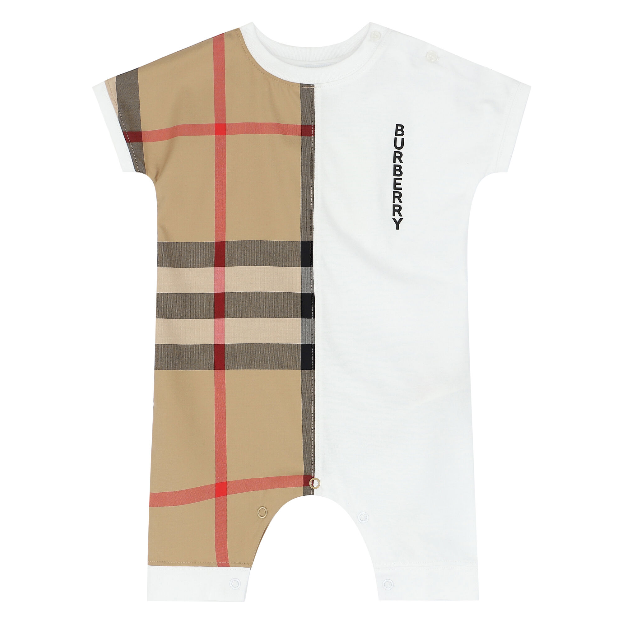 Burberry Baby Boys White Beige Logo Romper Junior Couture USA