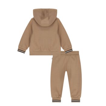 Younger Boys Beige Logo Tracksuit