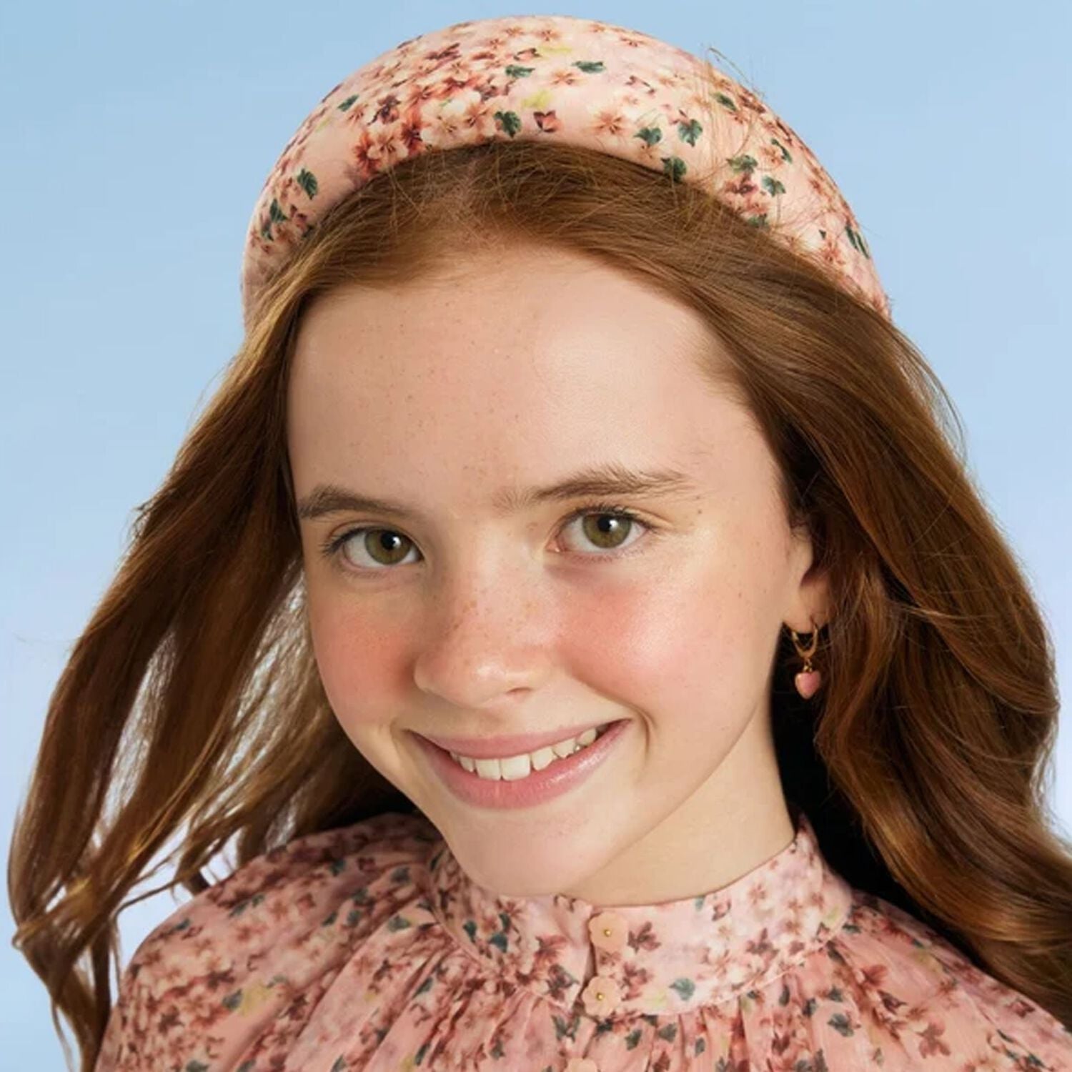 Girls Pink Floral Padded Headband, 1, hi-res