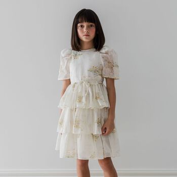 Girls Ivory Floral Dress