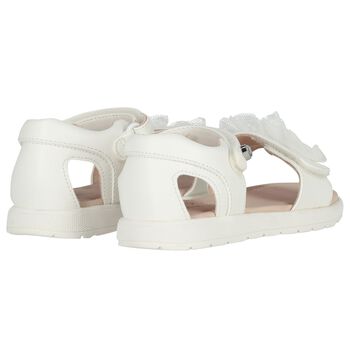 Younger Girls White Logo Sandals