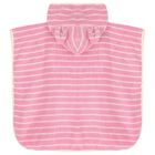Girls Pink & Ivory Striped Hooded Poncho Towel, 1, hi-res