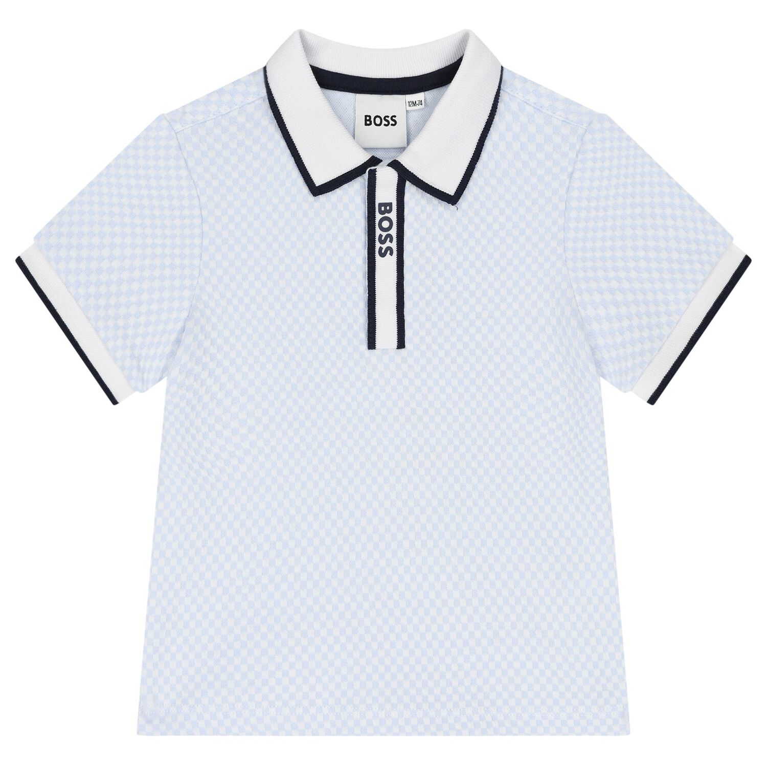 Baby Boys Blue & Navy Blue Logo Short Set, 2, hi-res