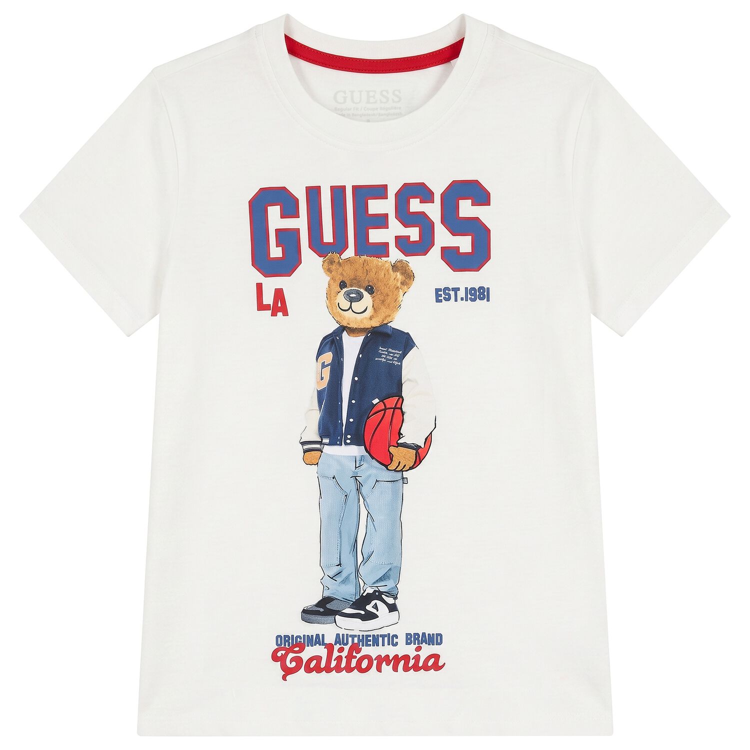 Boys White Teddy Bear Logo T-Shirt, 1, hi-res